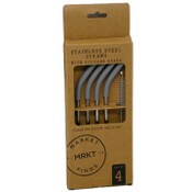Wholesale - 4pk Stainless Straws wGrey Sillicone Head and Cleaning Brush C/P 48, UPC: 195010013420